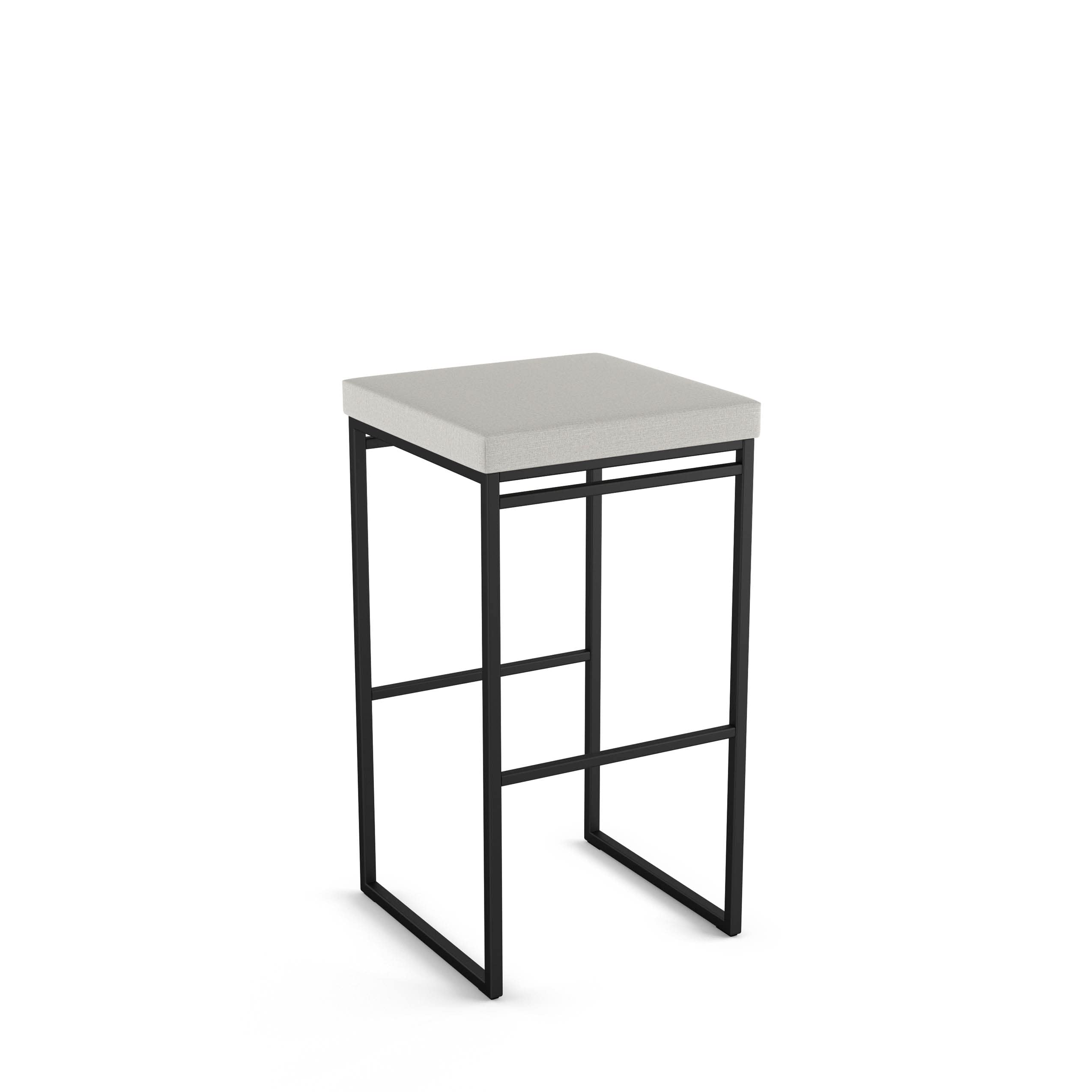 Amisco Easy 30 Inch Bar Stool - Light Grey Polyester Fabric with Black Metal Frame - Perfect for Kitchen Islands, Home Bars & Counter Height Dining Tables