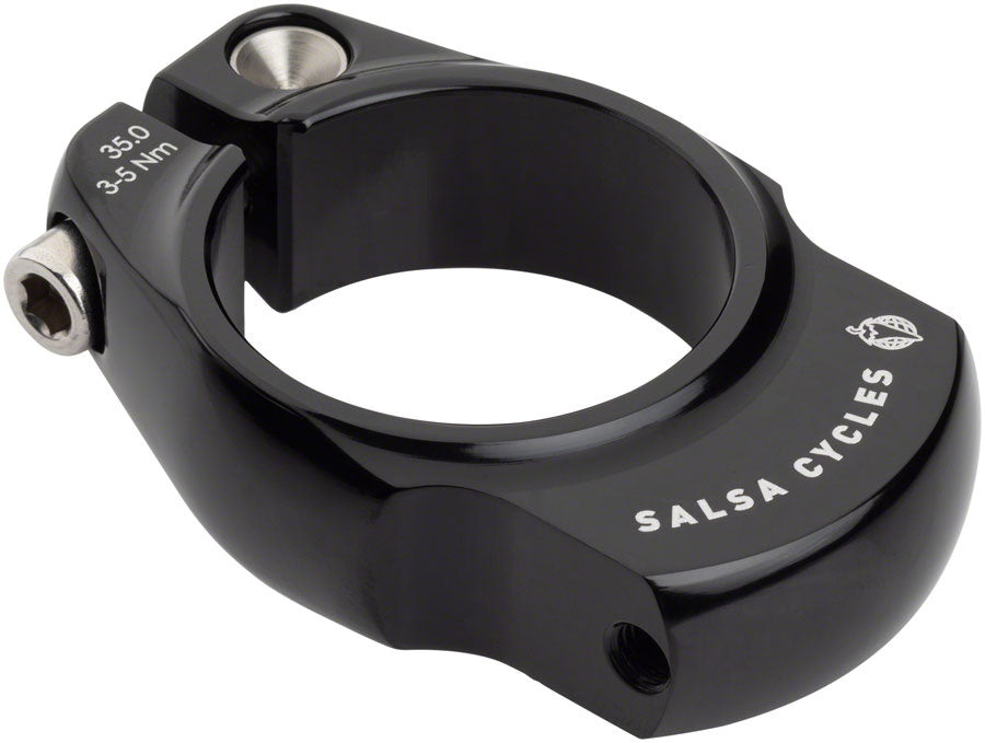 **35.0mm Black Aluminum Salsa Rack Lock Seat Collar Rack Mount - Rear Mounted Bike Rack Clamp for Cycling & Outdoor Adventures**