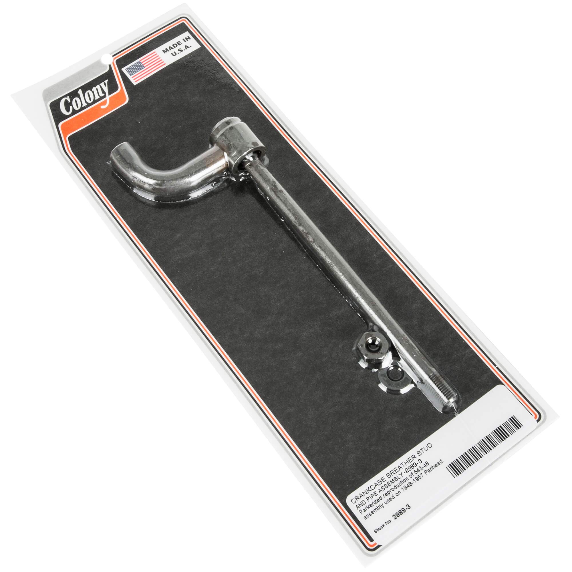 1948-1957 Harley Davidson Panhead 3 Crankcase Breather Stud Pipe Assembly - Parkerized Finish for Enhanced Durability | Motorcycle Engine Replacement Part for Classic Bike Restoration