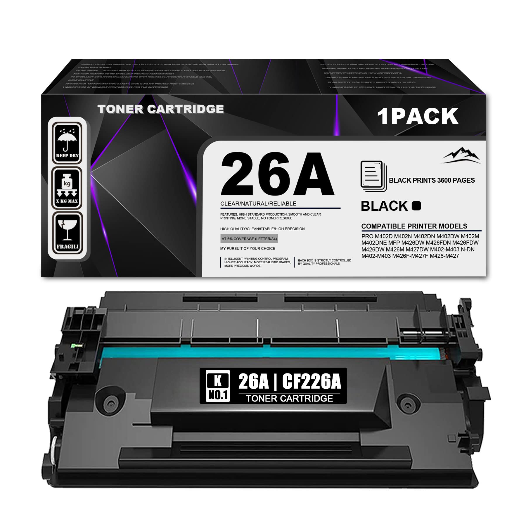 1-Pack 26A | CF226A Compatible Toner Cartridge Replacement for HP Pro M402d/M402n/M402dn/M402m/MFP M426dw/M426fdn/M426m & M403/M427f Printers | High-Quality Printing for Office Documents & Business Reports | Sold by MANGTONER