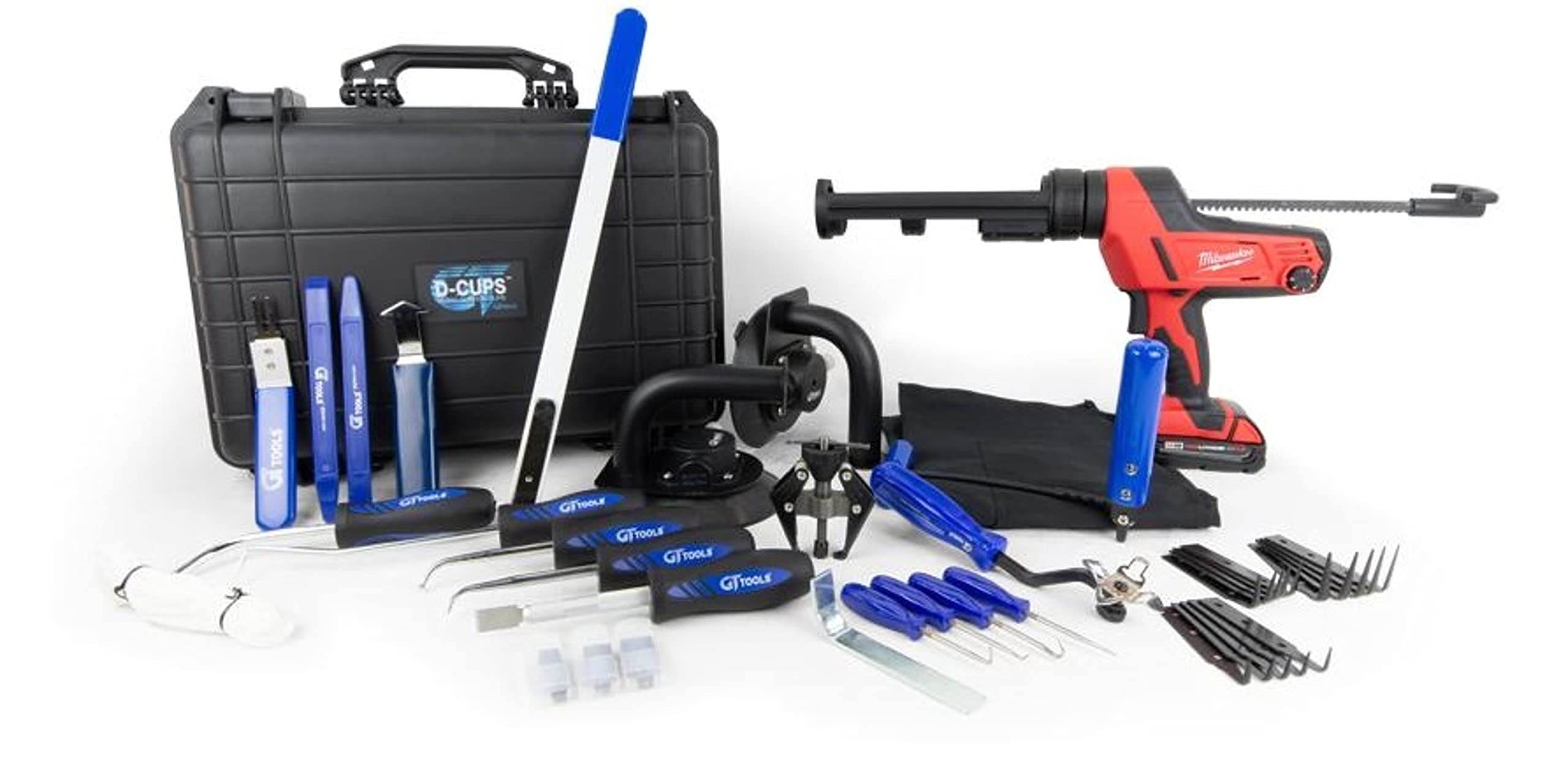 GT Tools Windshield Removal Kit - Professional Auto Glass Repair Tool Set with Standard Tools for Easy Windshield Replacement | Compatible with Milwaukee 18V Caulking Gun | Perfect for DIY Car Repairs & Auto Glass Shops