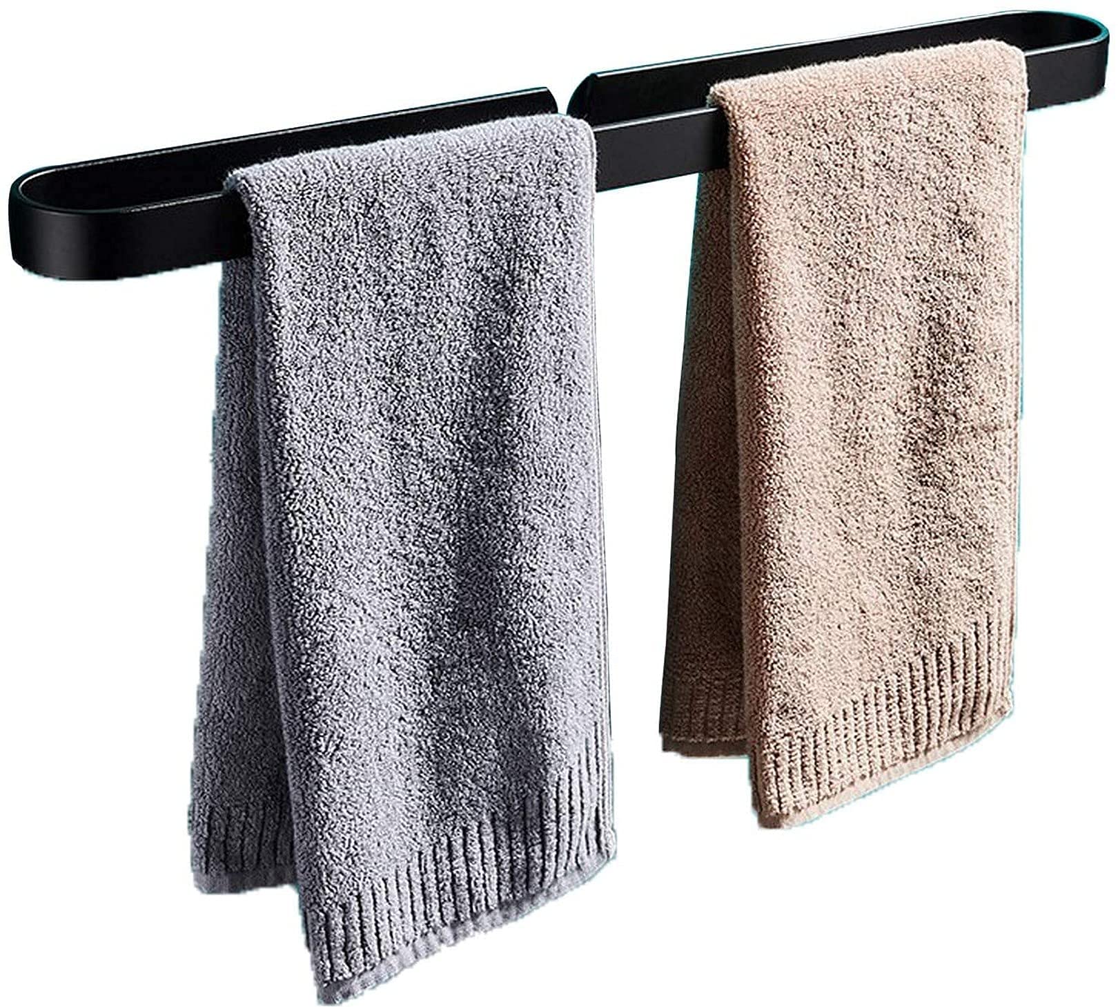 Self-Adhesive Wall Mounted Towel Bar - Heavy Duty Bathroom & Kitchen Towel Holder, 50cm Black - Perfect for Small Spaces, Apartments, Dorms & RVs