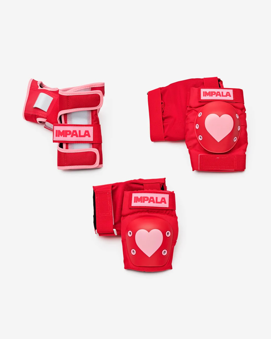 Impala Protective Gear Set - Red Hearts Design for Roller Skating, Skateboarding & Outdoor Sports - Durable Safety Equipment for Kids & Adults