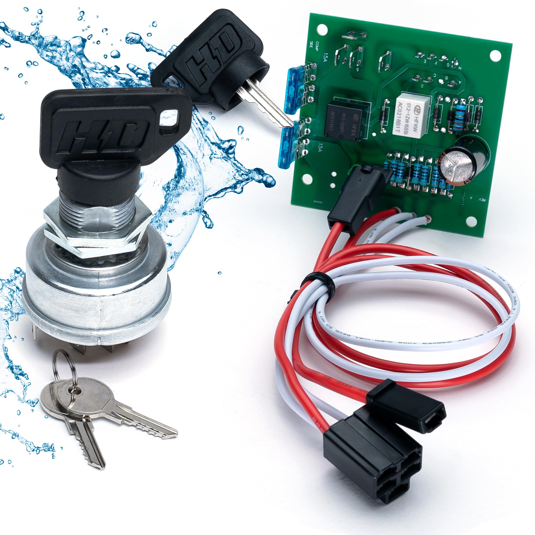HD Switch AM136681 AM120819 Ignition Switch Module with Replaceable Ignition & 2 Umbrella Keys Compatible with John Deere 415 425 445 455 Tractor Models (Serial Number 0-70,000) - Includes 2 Standard Keys for Easy Replacement & Maintenance - Perfect for Farm Equipment Repair & Tractor Ignition System Upgrades