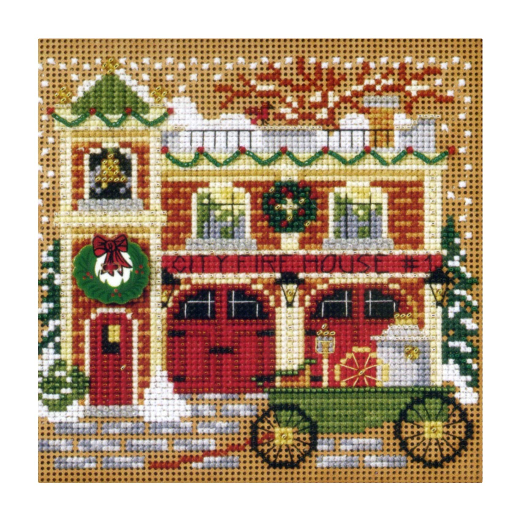 Firehouse Cross Stitch Kit for Beginners - DIY Embroidery Kit with Pattern, Thread & Needle - Perfect for Home Decor, Gifts & Relaxation