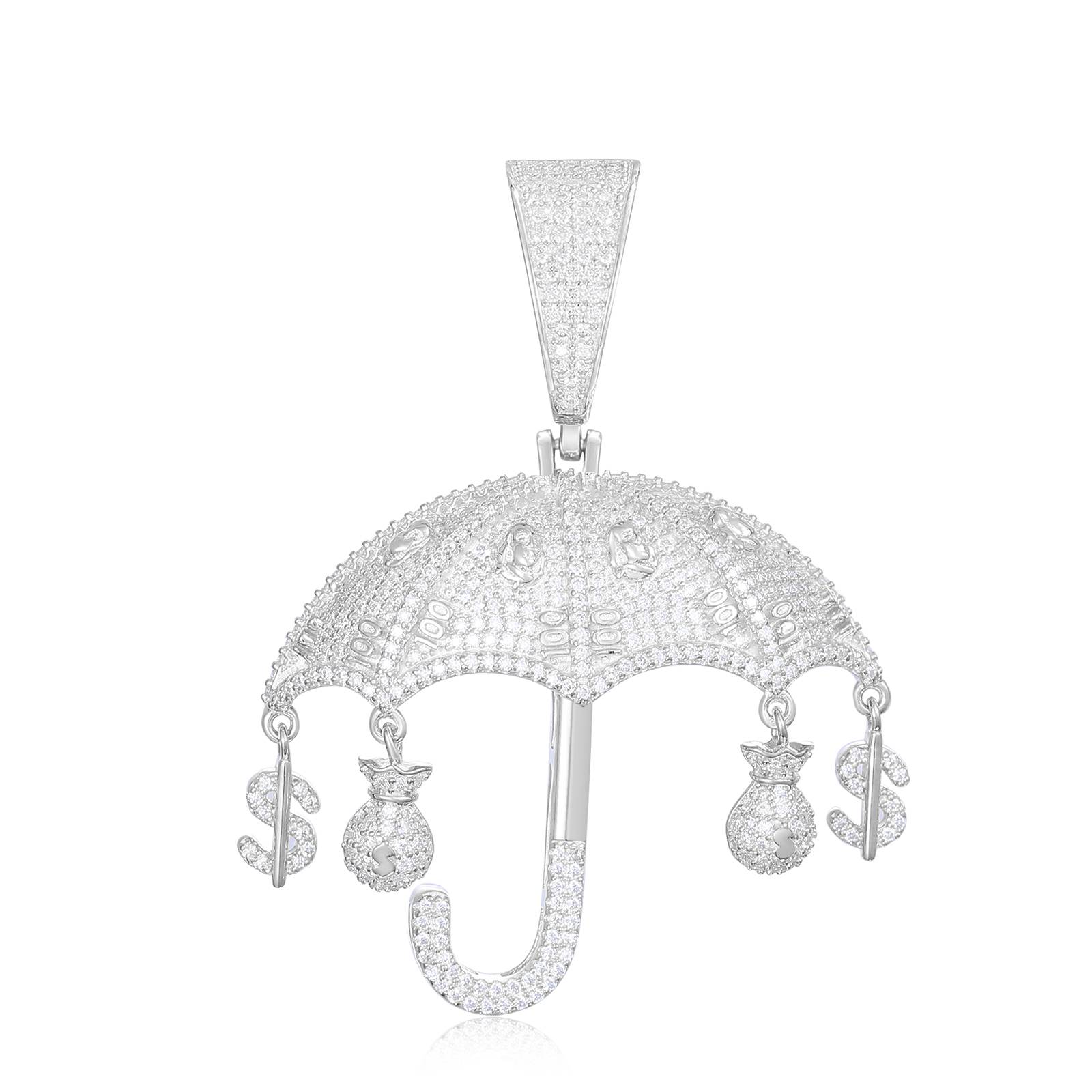 Custom Moissanite Diamond Umbrella Money Bag Pendant - 925 Sterling Silver Jewelry for Women | Perfect Gift for Birthday, Anniversary & Special Occasions