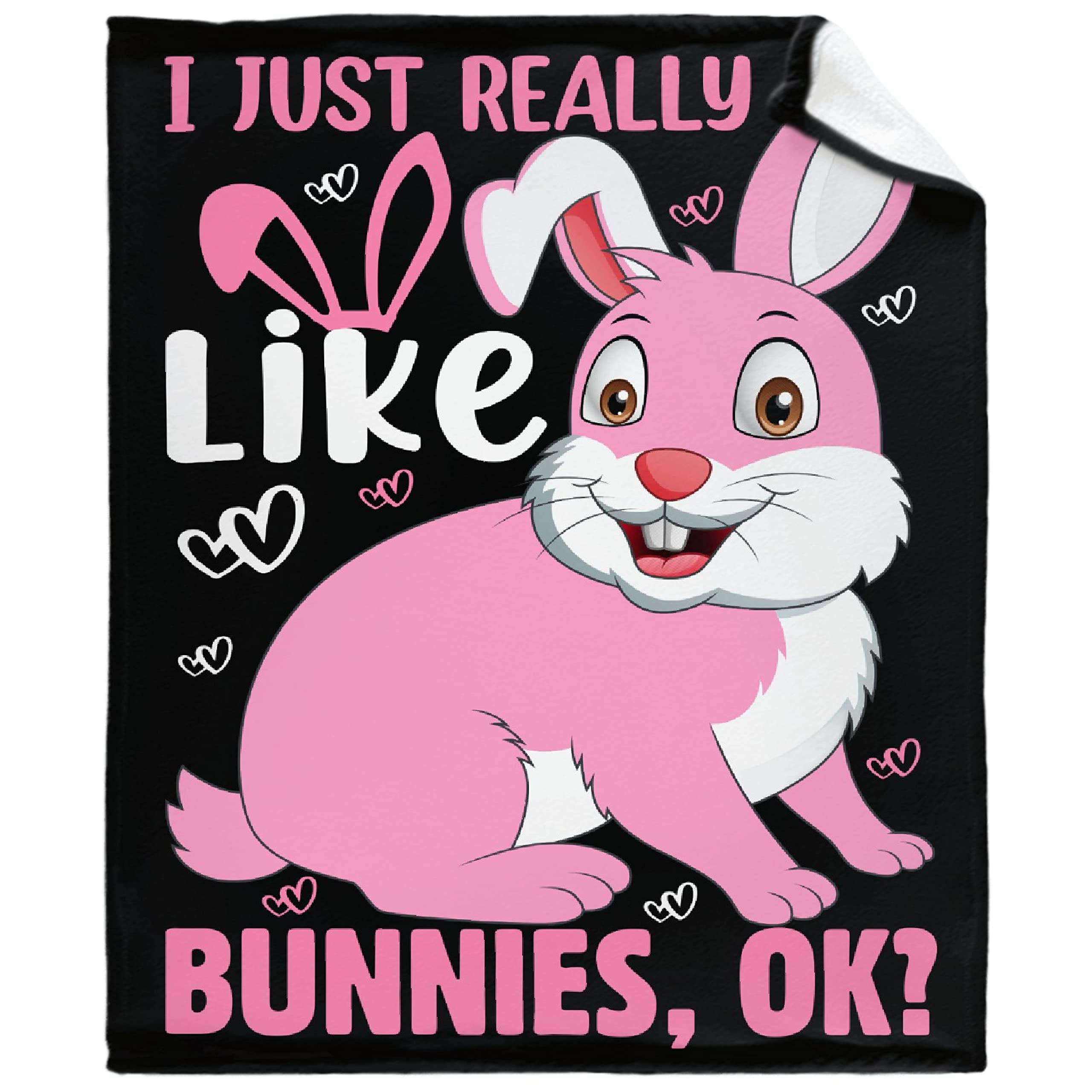 Soft Cozy Warm Fleece Rabbit Blanket - XL 120x90 Inch Pink Bunny Throw Blanket for Girls, Boys & Women | Lightweight Christmas Birthday Gift for Bed, Sofa & Couch | Perfect for Family Snuggles & Home Decor