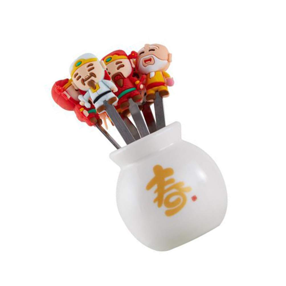 YARNOW 12-Pack Stainless Steel Fruit Forks - Cute Cartoon Food Picks for Salad, Cake, Dessert, Party Snacks - Includes Ceramic Holder - Perfect for Picnics, Tea Parties & Home Entertaining