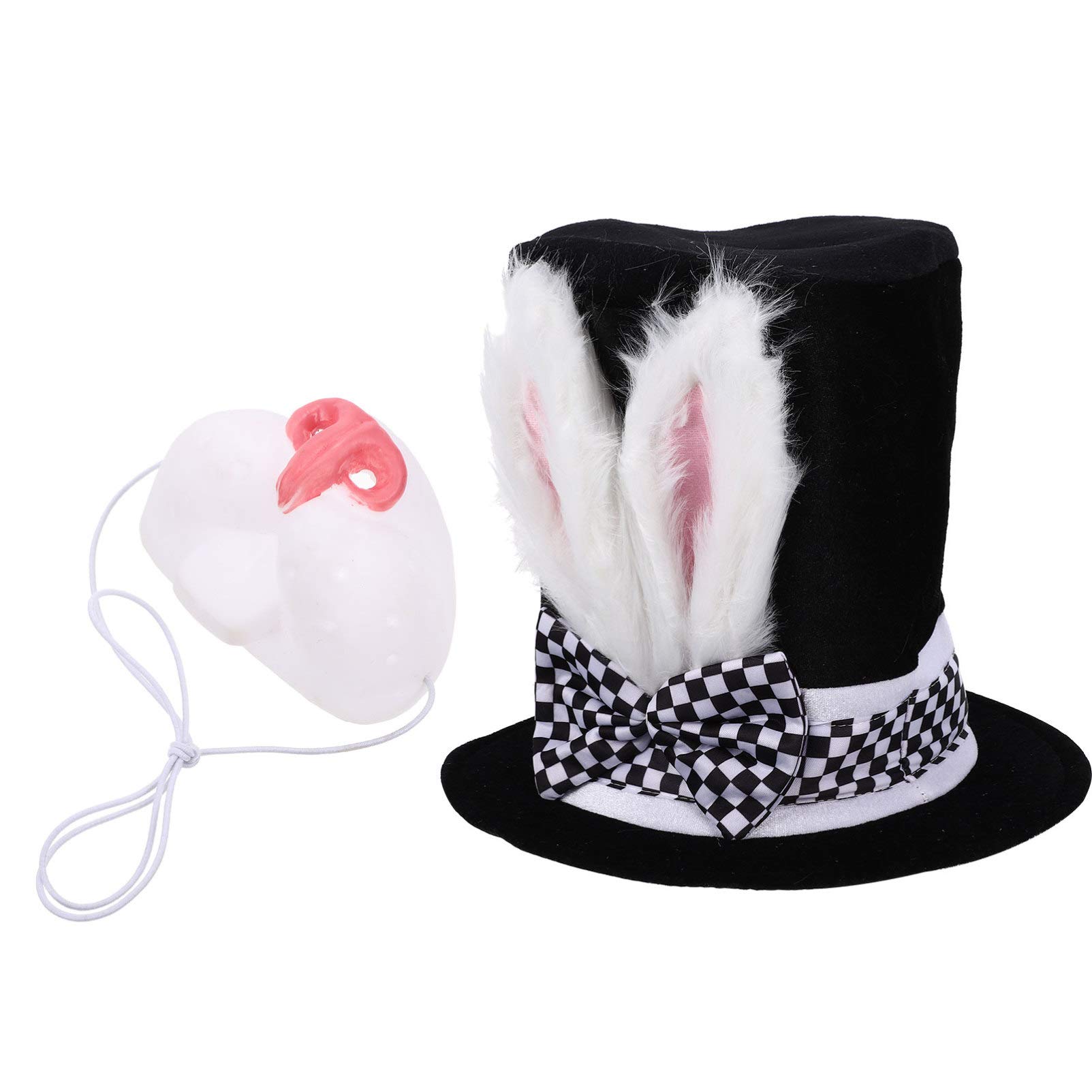 TOYANDONA 2pcs White Bunny Costume Set - Easter Rabbit Nose & Top Hat Accessories for Kids, Easter Party Supplies, Cosplay, Dress Up - Perfect for Easter Celebrations, Themed Parties & Photo Shoots