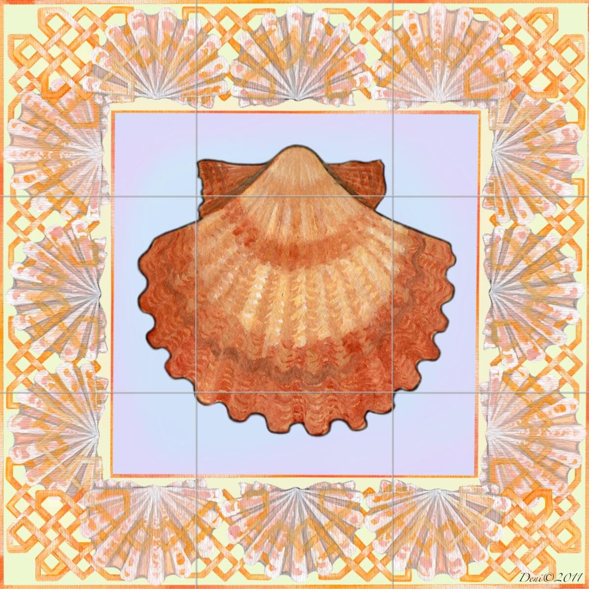 Denise Freeman Sea Shell Ceramic Backsplash Tile Mural - 6