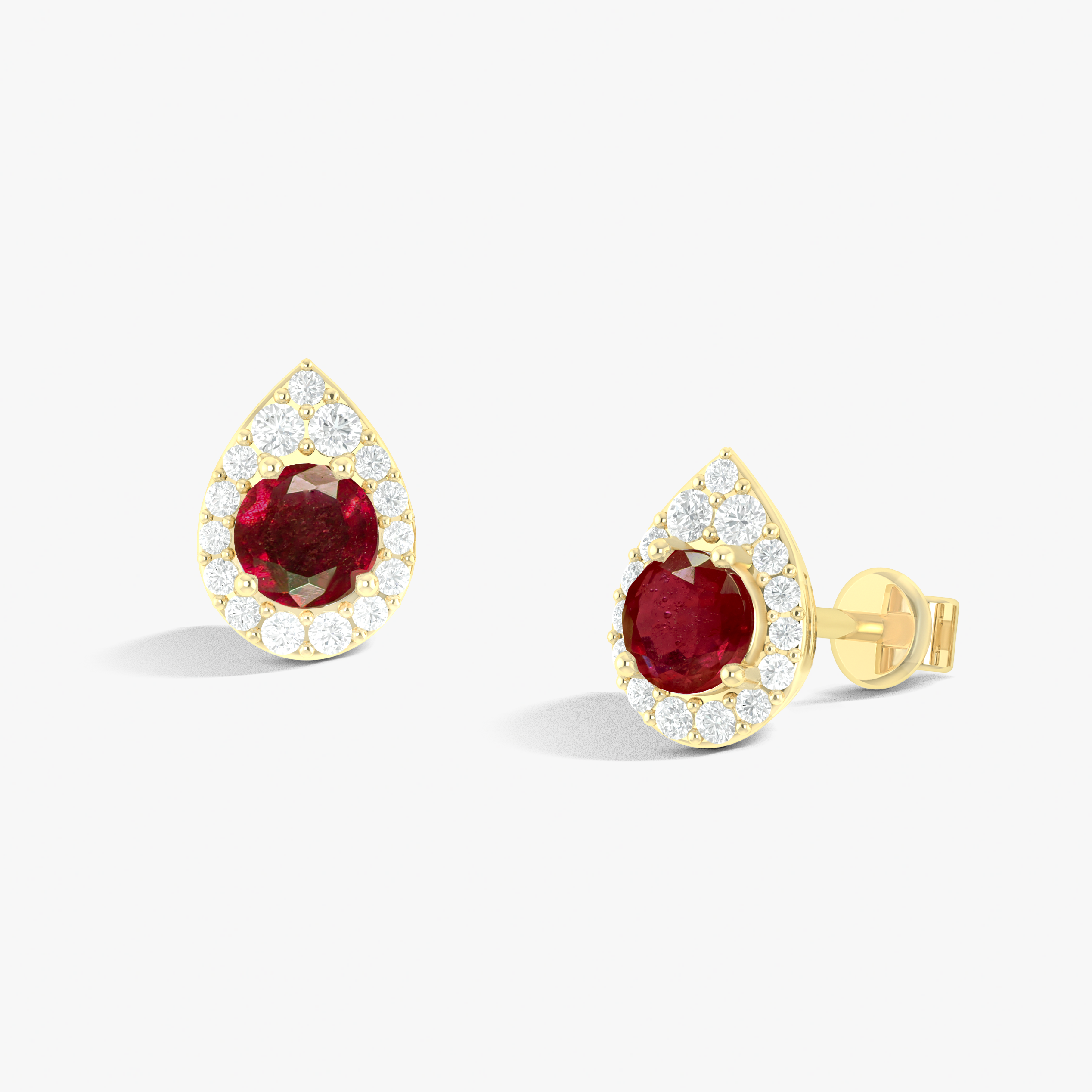 4MM Round Natural Ruby Halo Stud Earrings with Push Back Closures - Elegant Birthstone Jewelry for Women, Perfect for Weddings, Anniversaries & Special Occasions