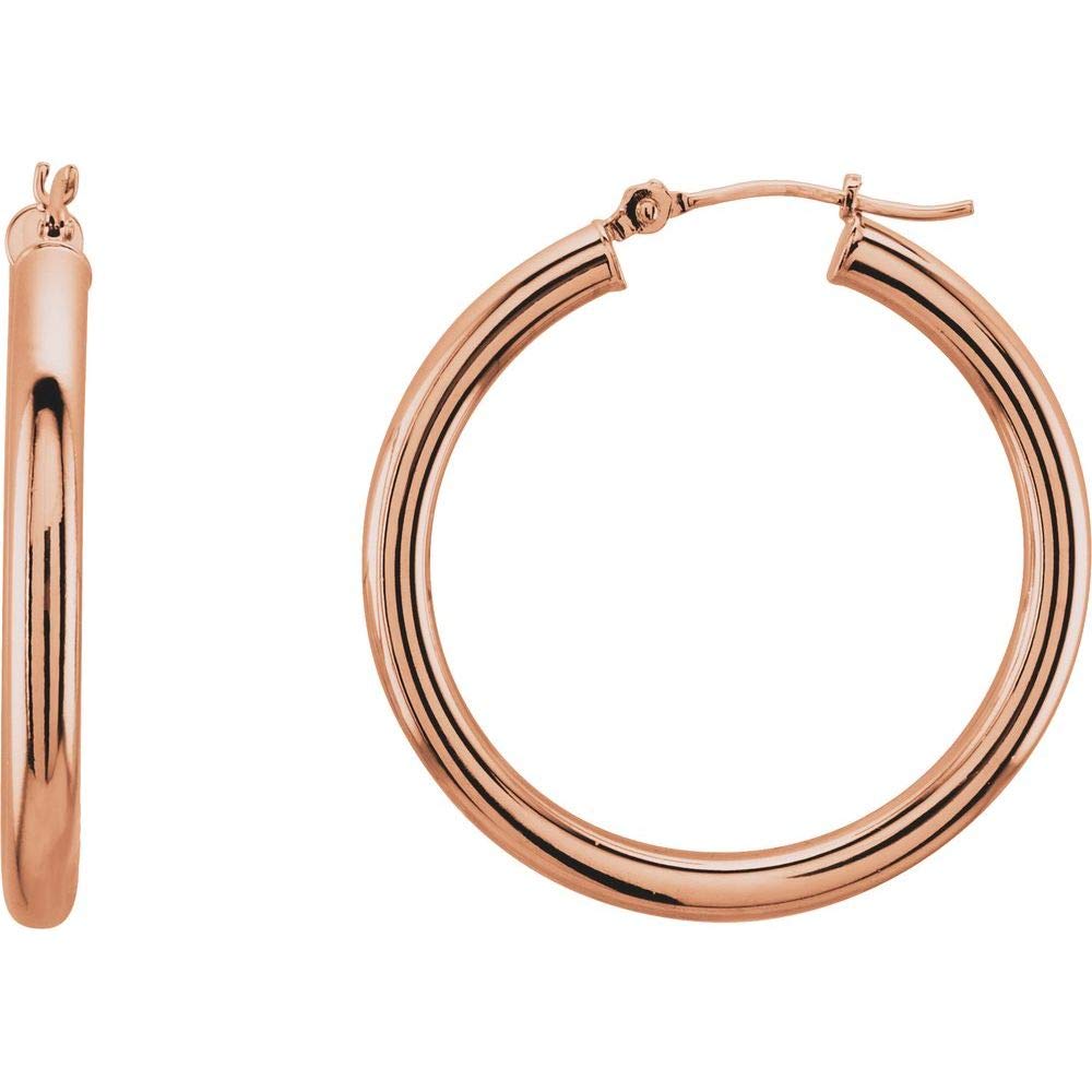 30mm Tube Hoop Earrings for Women - 30mm x 3mm Hollow Gold Silver Stainless Steel Chunky Statement Earrings - Perfect for Parties, Weddings & Everyday Wear