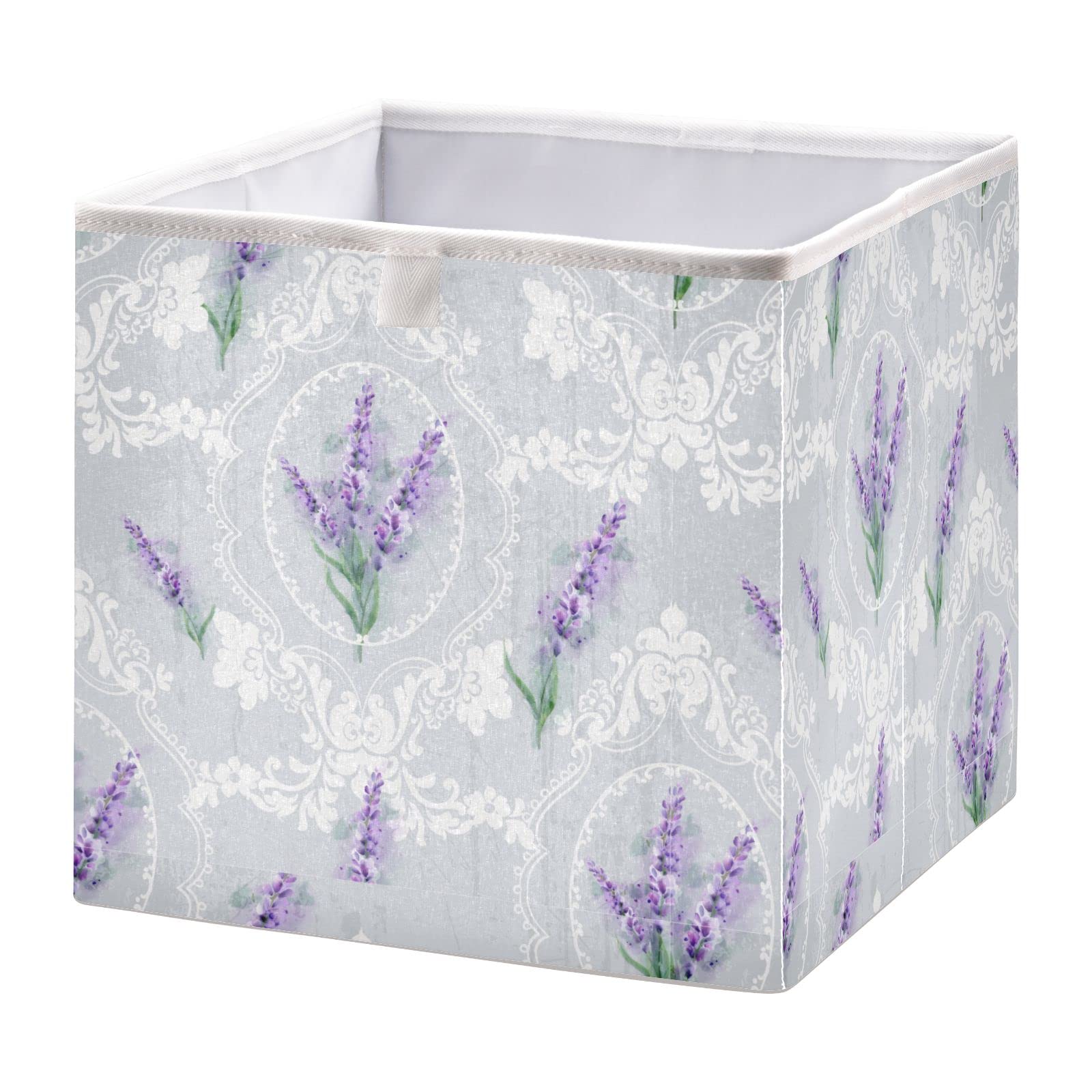 DOMIKING 11 Inch Lavender Scented Fabric Storage Bins - Foldable Closet Organizer with Sturdy Handles for Bedroom, Shelves & Linen Closet | Perfect for Home Organization, Nursery Storage & Laundry Room Essentials