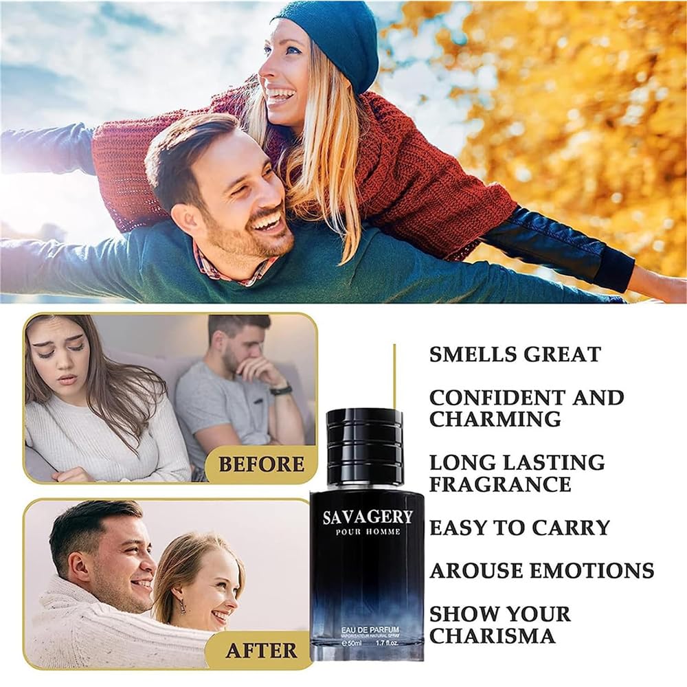 Savagery Scented Pheromone Cologne for Men - Long Lasting Attraction Perfume to Attract Women (2Pcs) - Perfect for Dating, Nightlife & Special Occasions