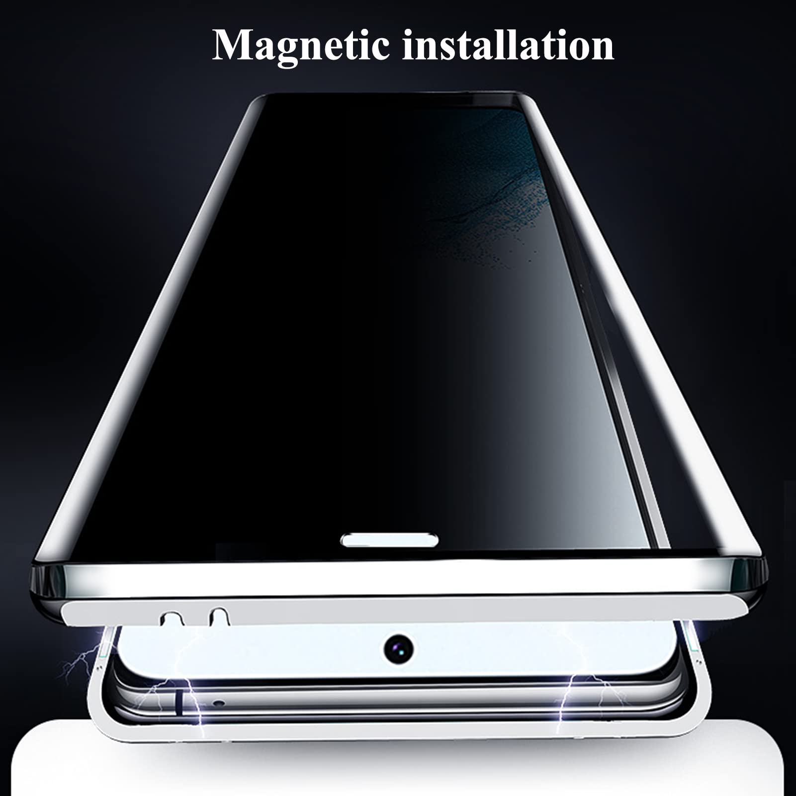 Premium 360° Full Protection Anti-Spy Case for Samsung Galaxy S22 Plus - Magnetic Metal Frame with Camera Cover & Privacy Tempered Glass | Anti-Peeping Phone Cover in Black | Perfect for Business Travel & Privacy Protection