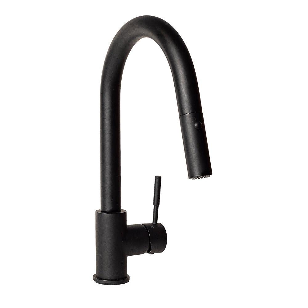 ZLINE Arthur Matte Black Pull Down Single Handle Kitchen Faucet - Modern Design for Sink, Dishwashing & Food Prep (ATH KF MB)