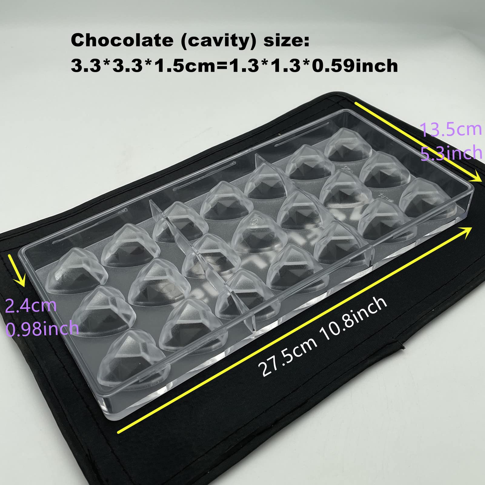 Premium Diamond Heart Chocolate Mold - Polycarbonate Candy Tray for Valentine's Gifts, Wedding Favors & DIY Desserts - Perfect for Chocolate Making, Candy Crafts & Baking Decorations
