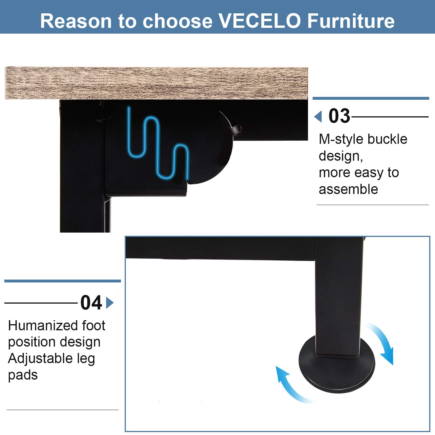 VECELO Modern L-Shaped Corner Computer Desk with CPU Stand - Home Office Workstation for PC & Laptop, Study Writing Table - Metal Frame with Rubber Wood Top & Black Legs - Perfect for Small Spaces & Gaming Setups