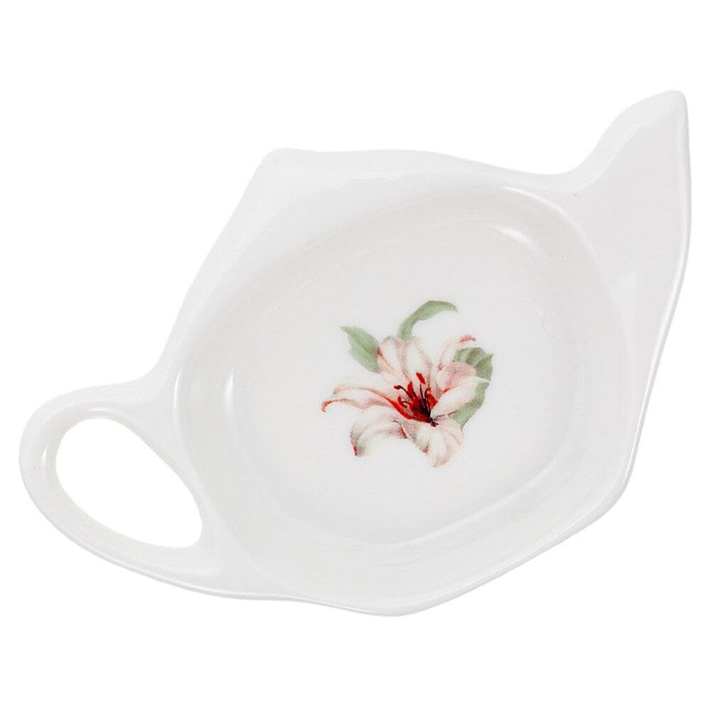Ceramic Teapot-Shaped Tea Bag Holder & Spoon Rest - White for Tea Time & Snacks