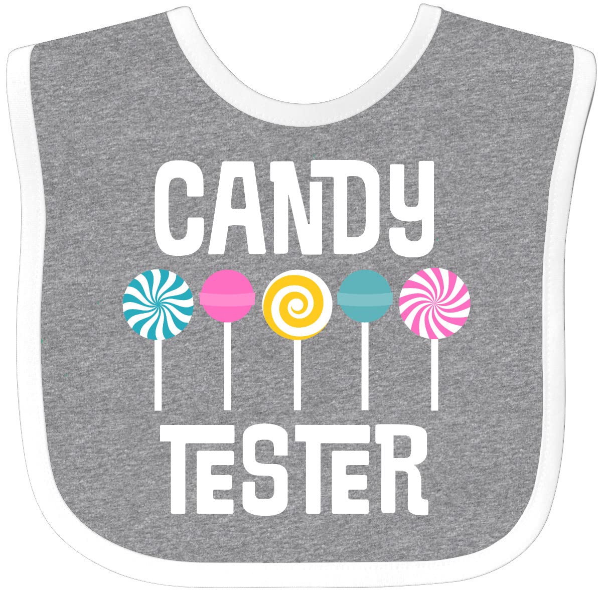 Inktastic Candy Tester Baby Bib - Adorable Sweets Design for Infants - Perfect for Feeding Time, Messy Play & Photo Shoots