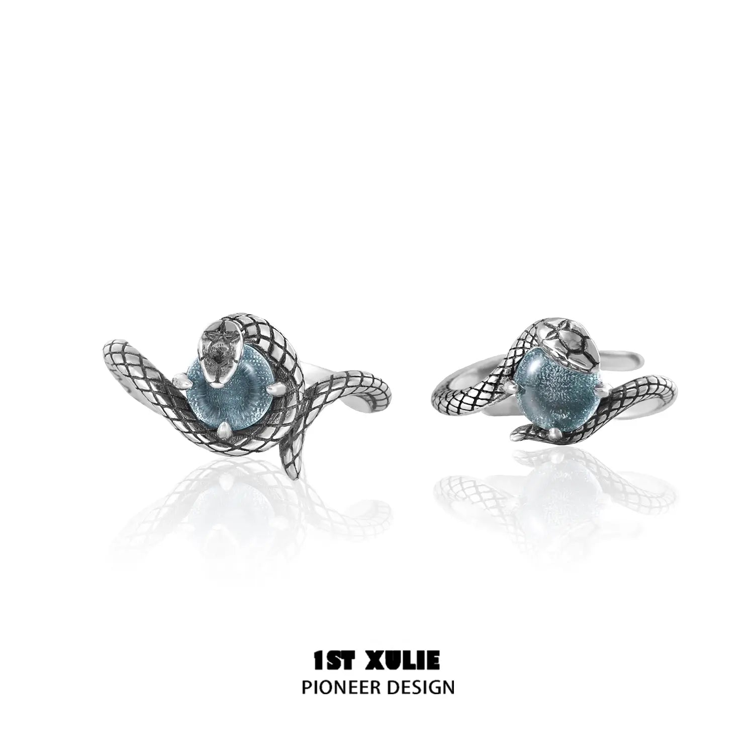S925 Sterling Silver Snake Bite Energy Crystal Couple Rings for Men & Women - Perfect for Romantic Gifts, Anniversary, and Spiritual Healing Jewelry