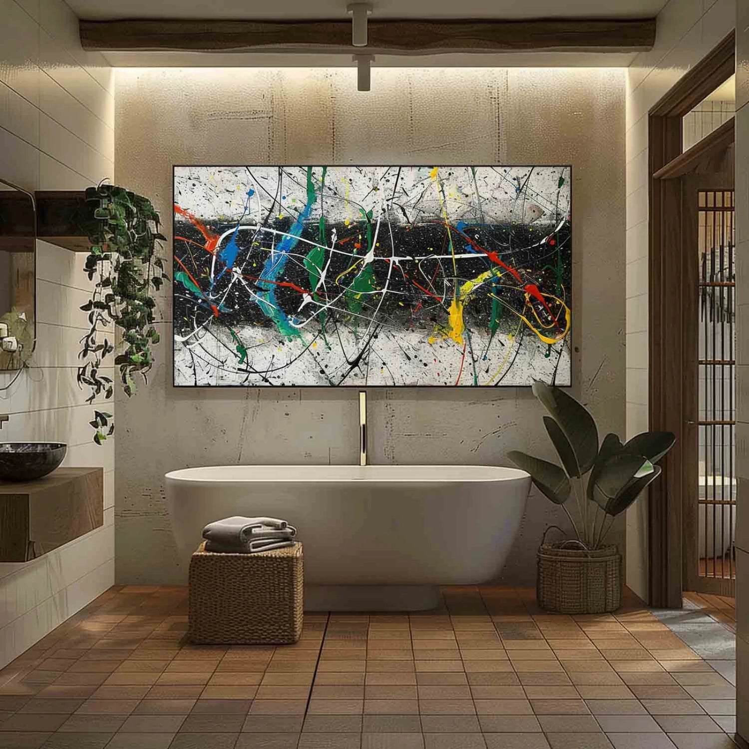Pollock Art #JP010 - Abstract Drip Painting Inspired by Jackson Pollock - Perfect for Modern Home Decor & Office Wall Art