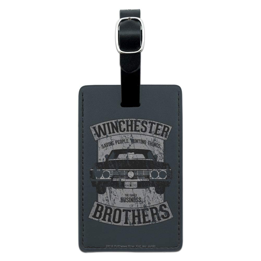 Supernatural Brother's Impala Leather Luggage Tag - Rectangle Carry-On ID Card Holder for Travel Bags & Suitcases | Durable & Stylish Travel Accessory for Business Trips & Vacations