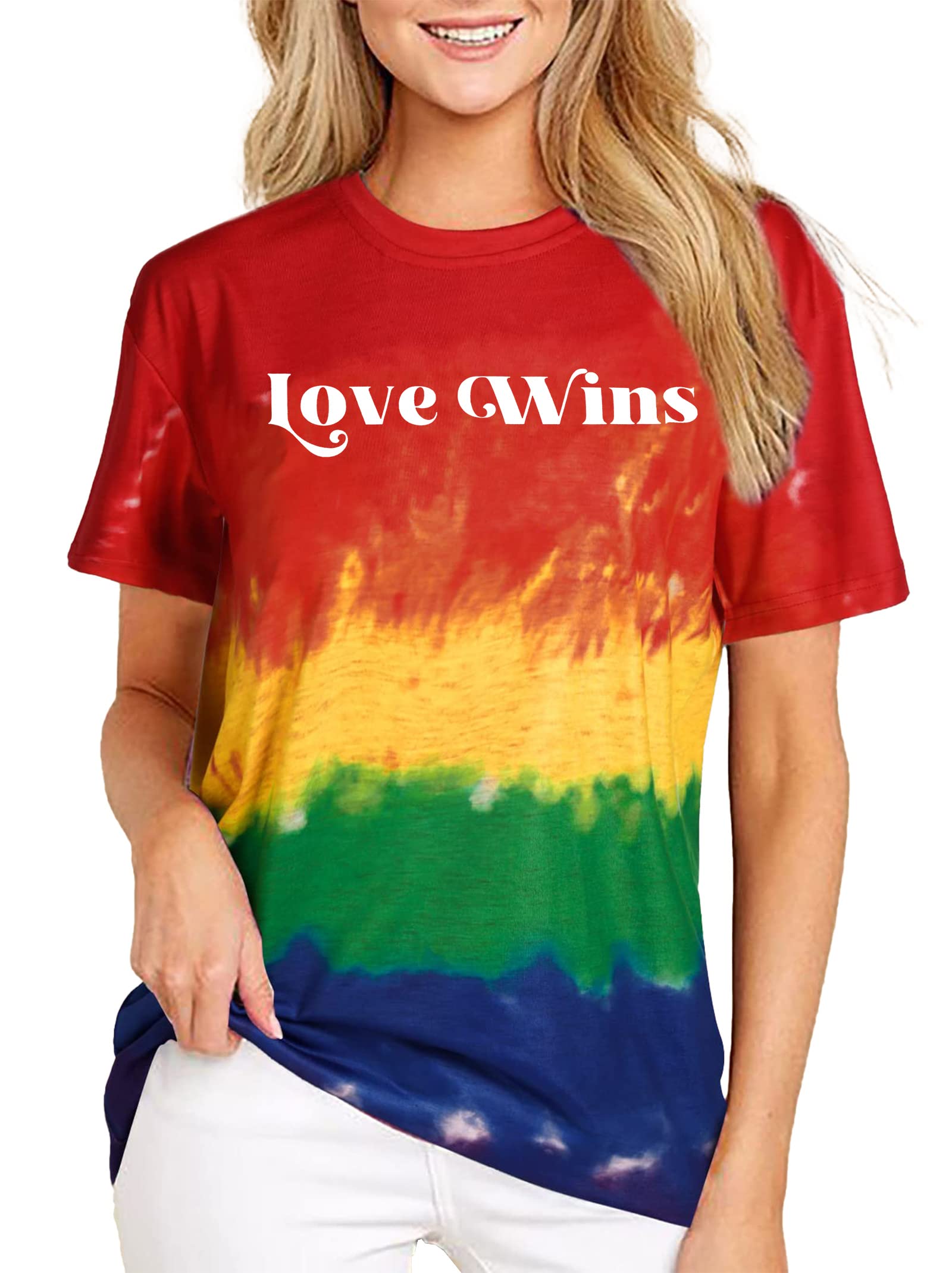 **Women's Pride Rainbow Heart Graphic T-Shirt - LGBT Casual Short Sleeve Top for LGBTQ+ Events, Parades & Everyday Wear**