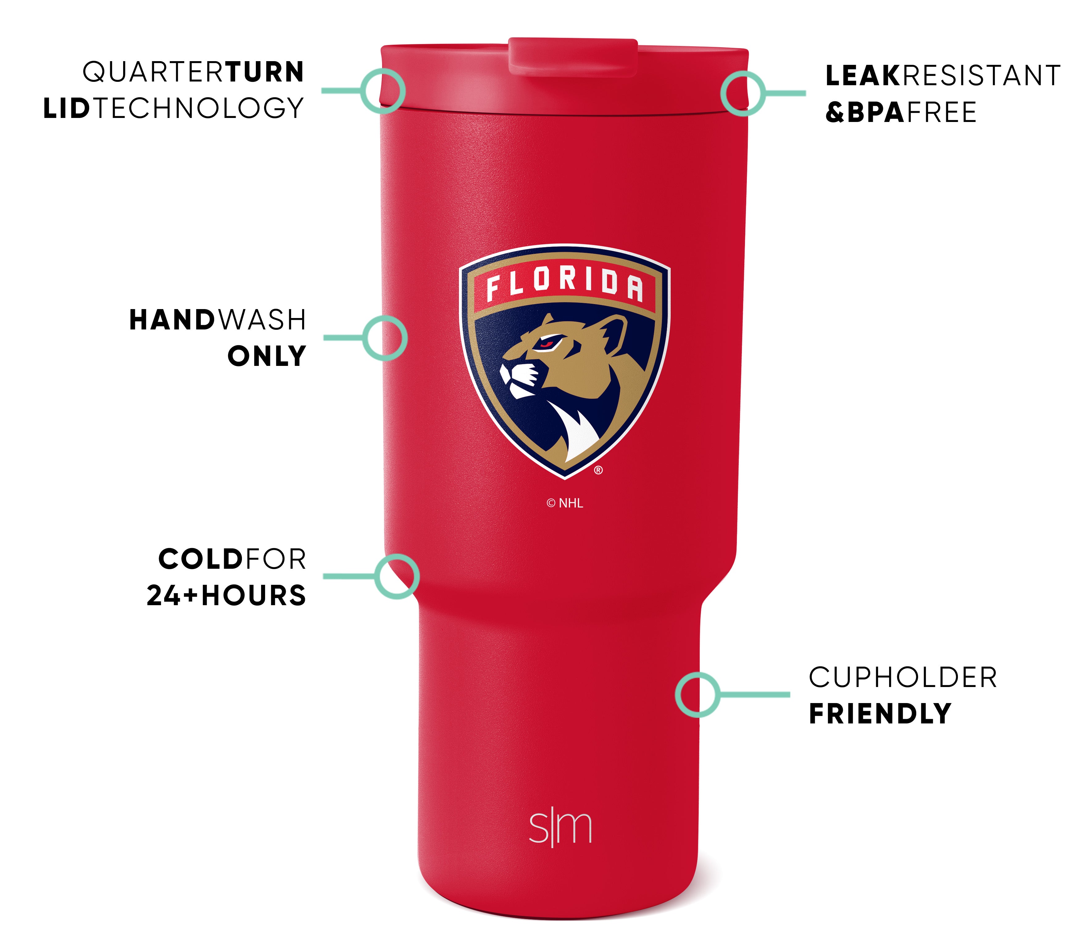 NHL Trek Tumbler 20oz Insulated Stainless Steel Water Bottle with Lid - Leakproof Travel Mug for Hockey Fans - Perfect for Game Day, Camping & Outdoor Activities