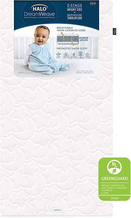 Halo Dreamweave Crib Mattress - Breathable Baby Crib Mattress for Safe Sleep, Waterproof & Hypoallergenic - Perfect for Nursery, Daycare & Travel Use