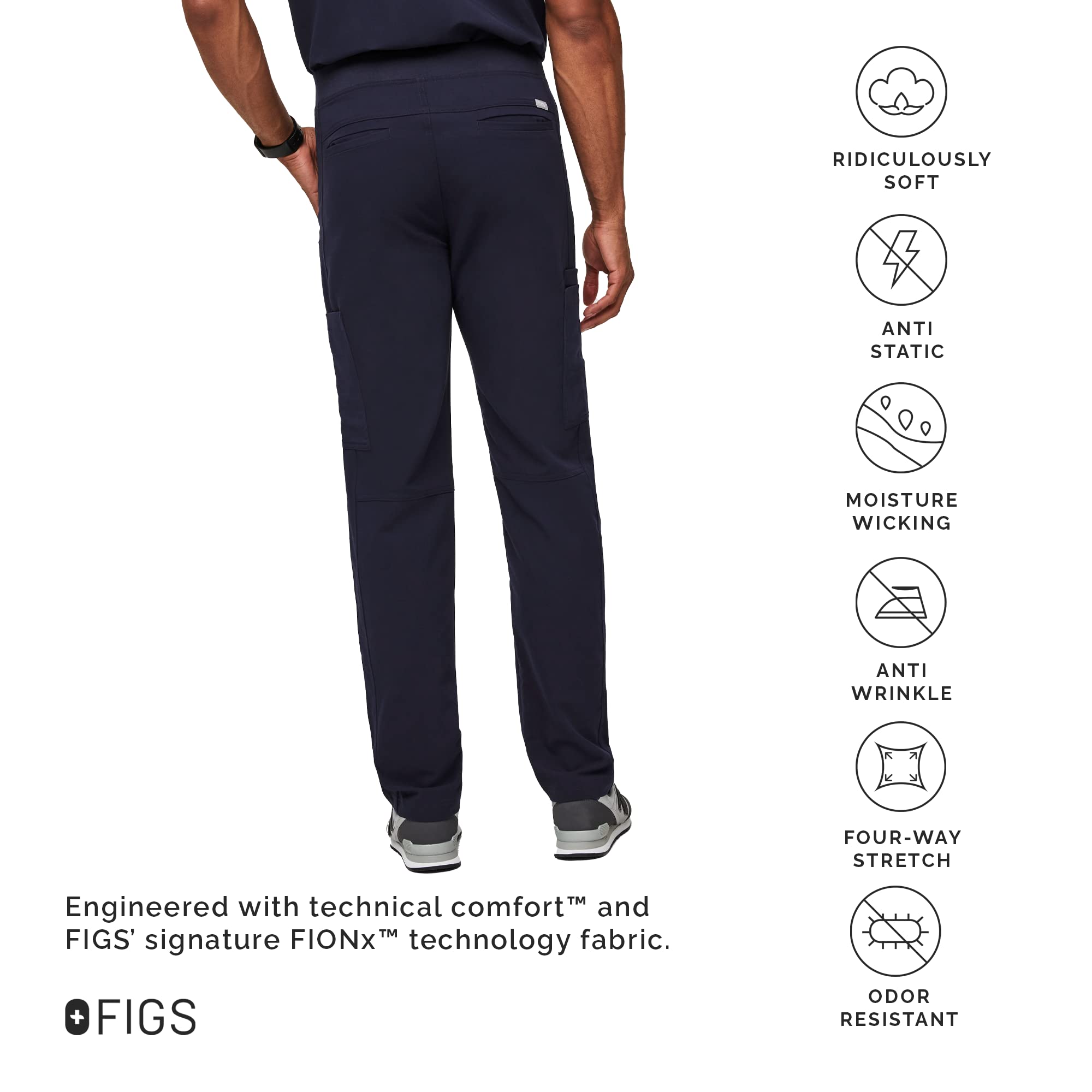 FIGS Axim Cargo Scrub Pants for Men - Classic Fit, Straight Leg, 7 Functional Pockets, 4-Way Stretch Fabric, Anti-Wrinkle Medical Scrubs | Perfect for Doctors, Nurses & Healthcare Professionals