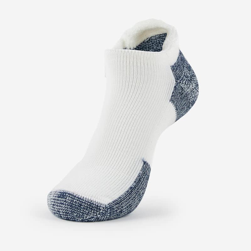 Thorlos Unisex Adult Max Cushion J Rolltop Running Socks - 6 Pairs (White/Navy, Large) - Breathable & Cushioned for Marathon, Jogging & Athletic Performance