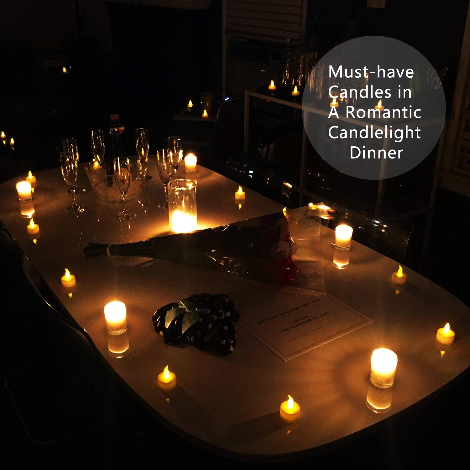 Flameless LED Tea Lights - Pack of 12 Warm Flickering Candles for Wedding & Home Decor