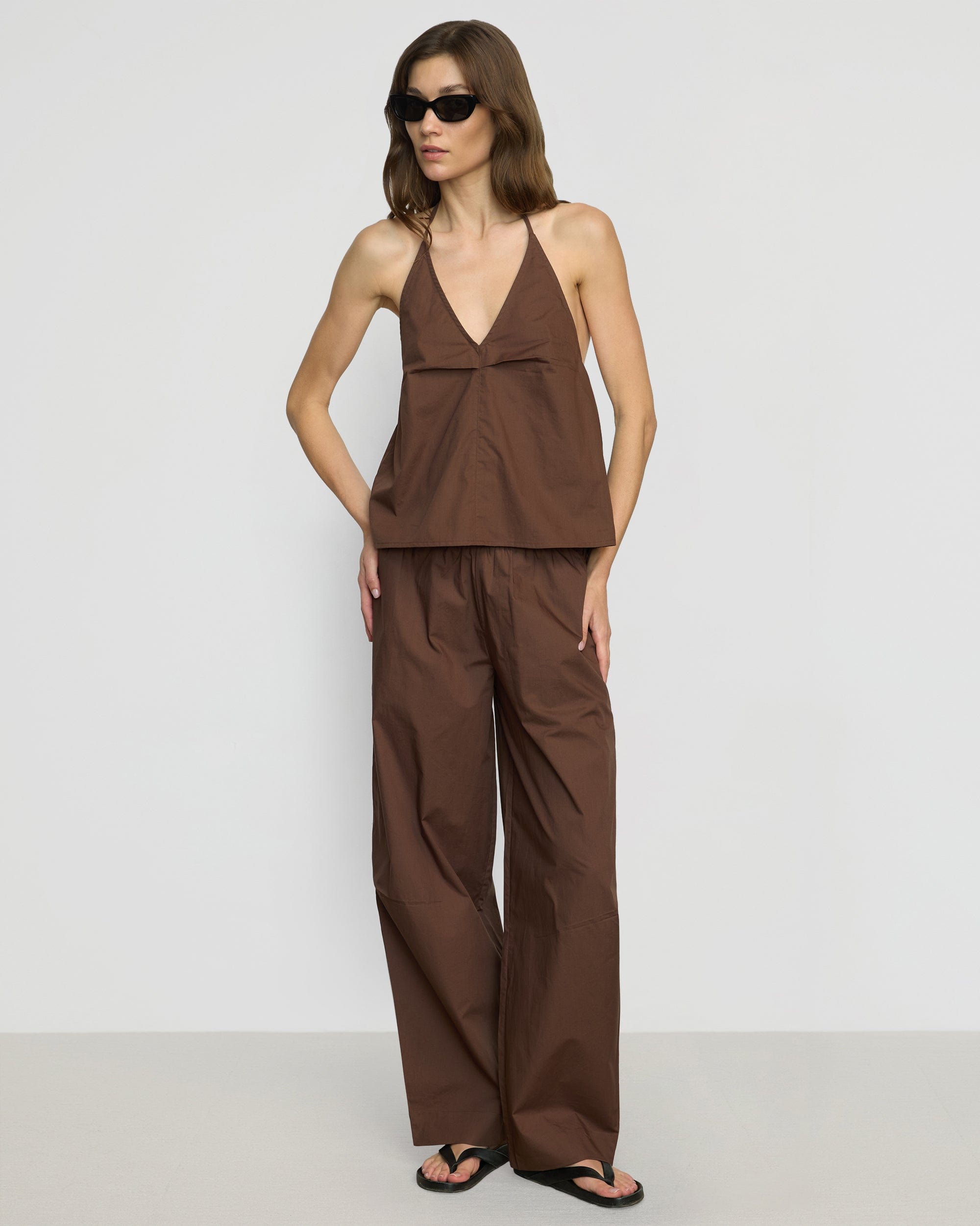 Paula Smocked Waist Organic Cotton Pants for Women - Soft & Comfortable High-Waisted Trousers - Perfect for Casual Wear, Office & Maternity