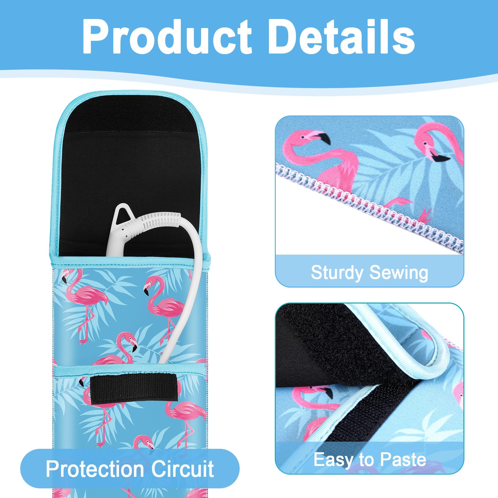 Shappy 2-Piece Heat Resistant Curling Iron Travel Case & Flat Iron Holder - Neoprene Straightener Sleeve & Silicone Hot Tools Bag (Flamingo Style) - Perfect for Travel, Salon & Home Hair Styling