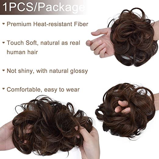 Xfilm Hair Buns for Women - Thick Hair Extension Bun, Messy Wavy Ponytail Hairpiece (1 Piece, Brown) | Perfect for Everyday Wear, Parties & Special Occasions