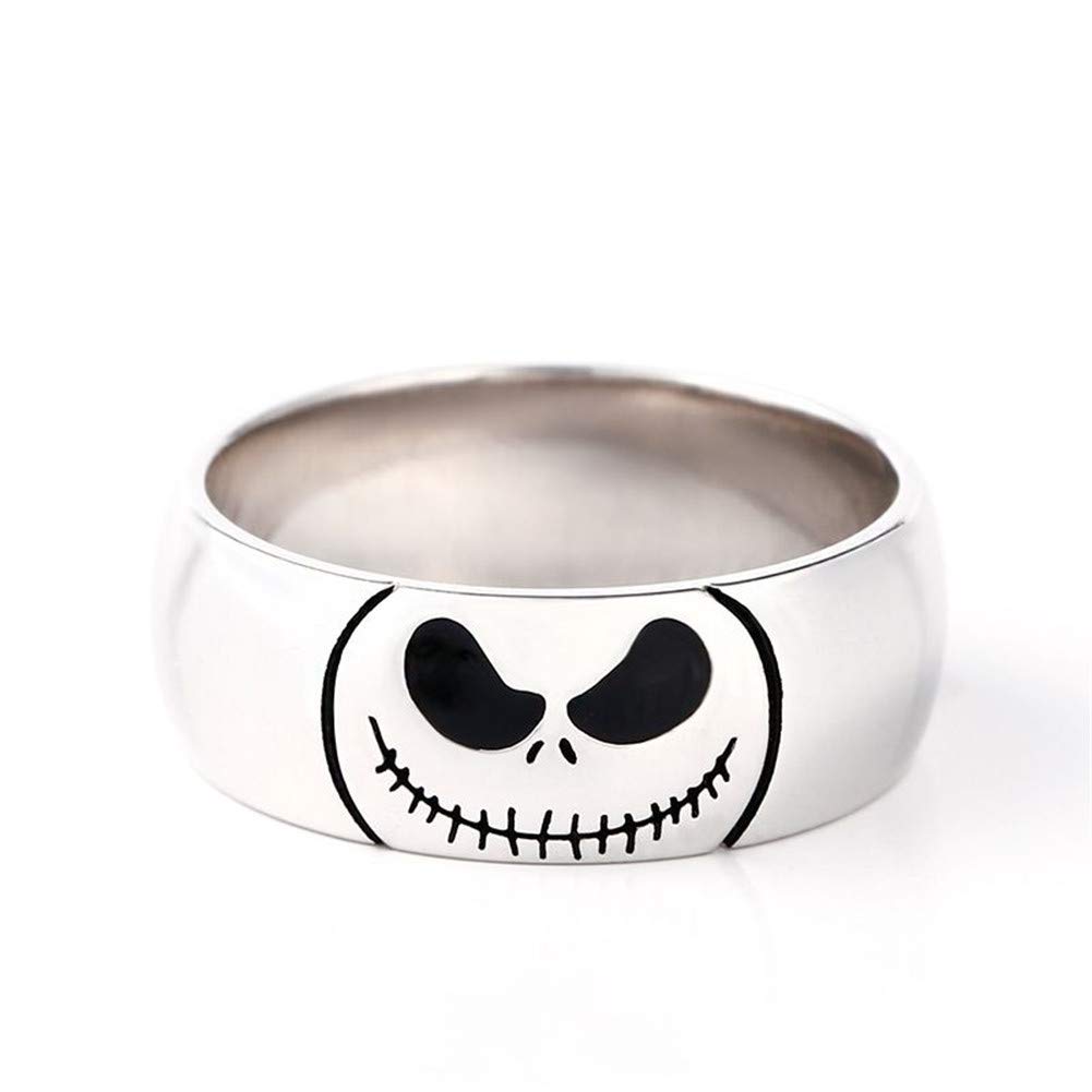 Jeulia 925 Sterling Silver Jack Skellington & Sally Halloween Couple Rings Set for Women & Men - Gothic Promise, Anniversary Band Jewelry with Gift Box - Perfect for Halloween, Cosplay, and Unique Couple Gifts