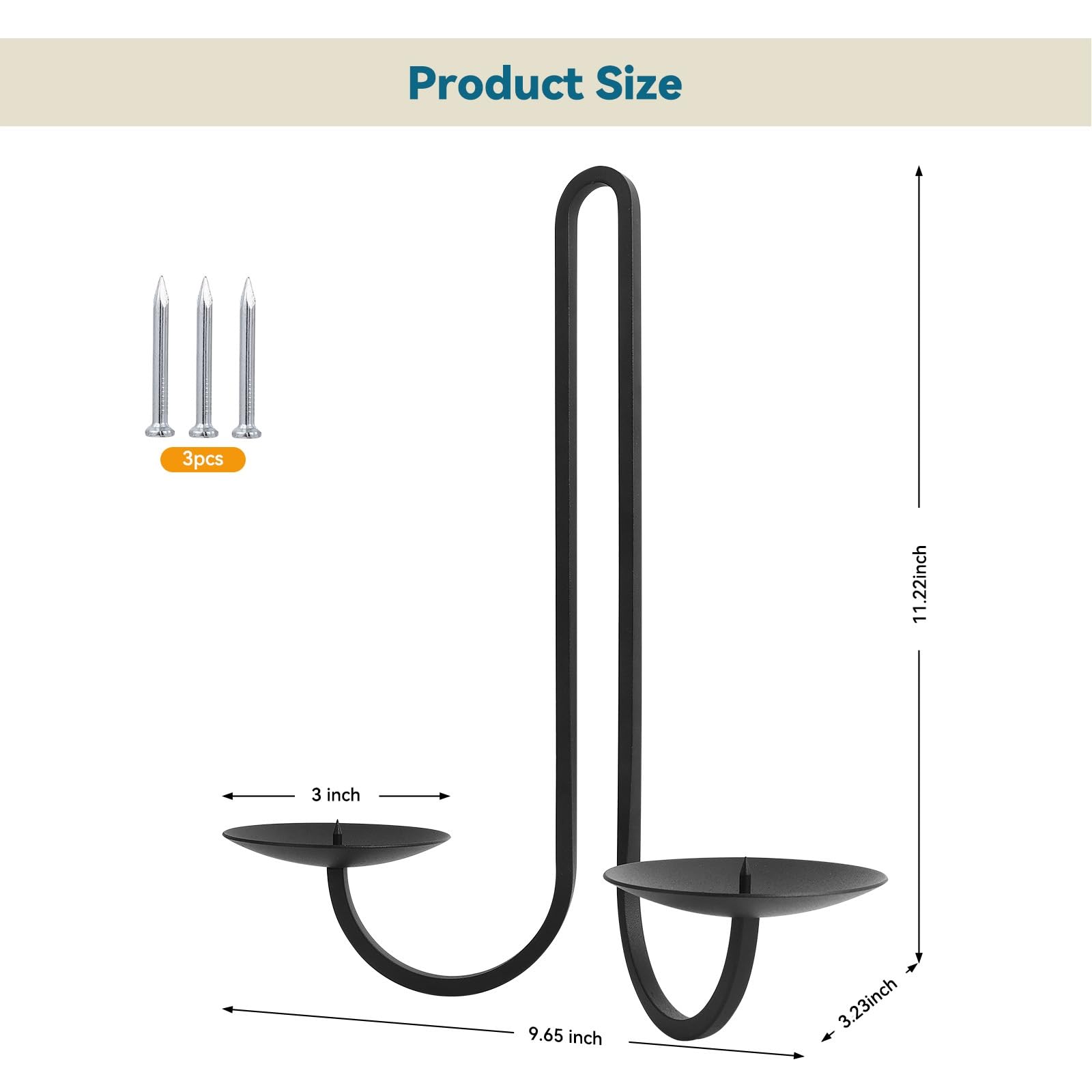 Libra Style Wall Candle Holder Set of 2 - Black Wrought Iron Hanging Candle Sconces for Living Room, Dining Room & Fireplace Decor - Elegant Housewarming Gift for Home Wall Decoration | Perfect for Romantic Dinners, Cozy Evenings & Holiday Ambiance