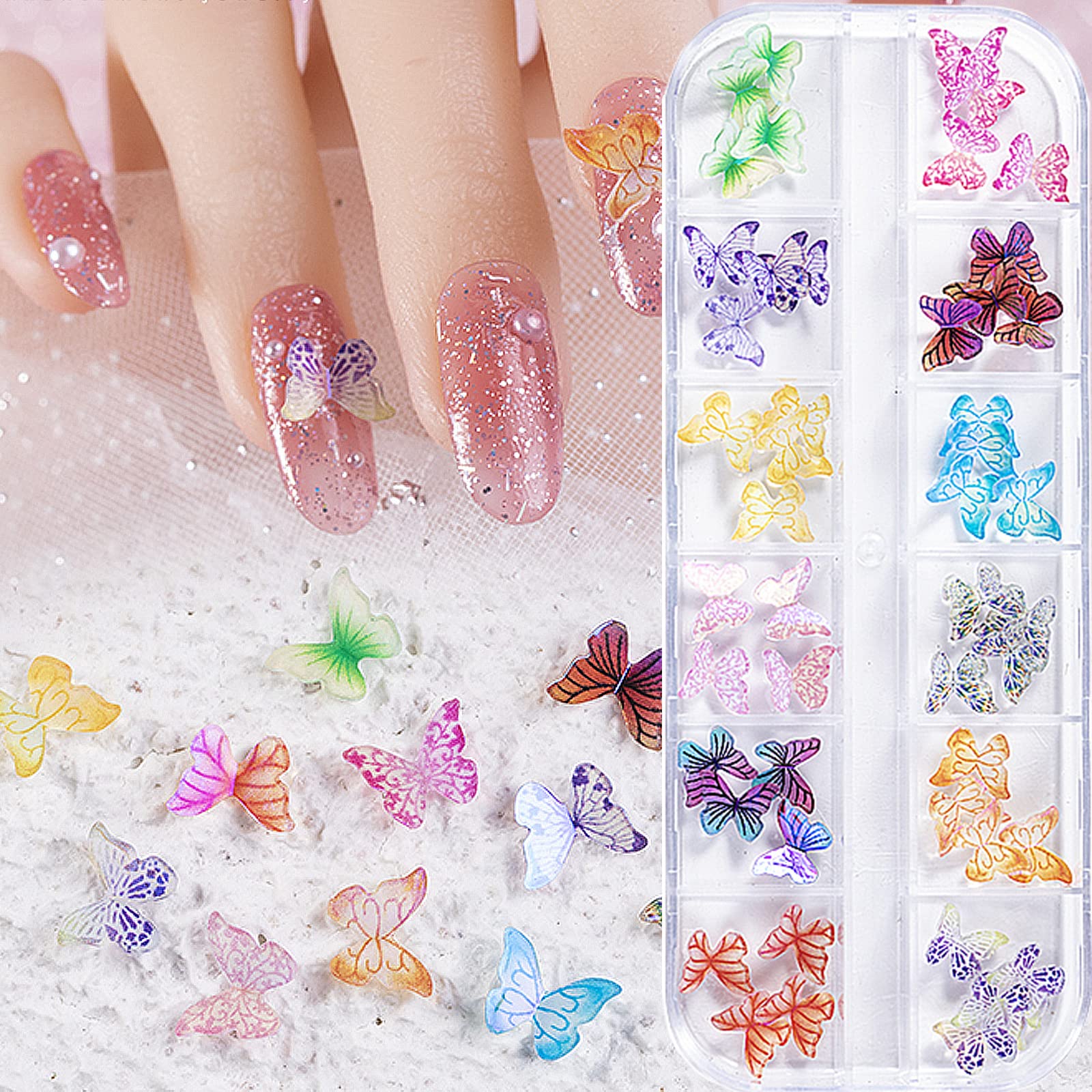 Butterfly Bear Nail Charms - Cute 3D Nail Art Decorations for DIY Manicure | Perfect for Girls, Teens, Nail Salon & Party Accessories