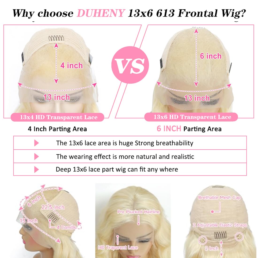 613 Blonde 13x6 Lace Front Wig Human Hair - 200% Density Body Wave with Pre-Plucked Hairline & Bleached Knots | Transparent Lace Frontal Wig 30 Inch for Daily Wear, Parties & Special Occasions