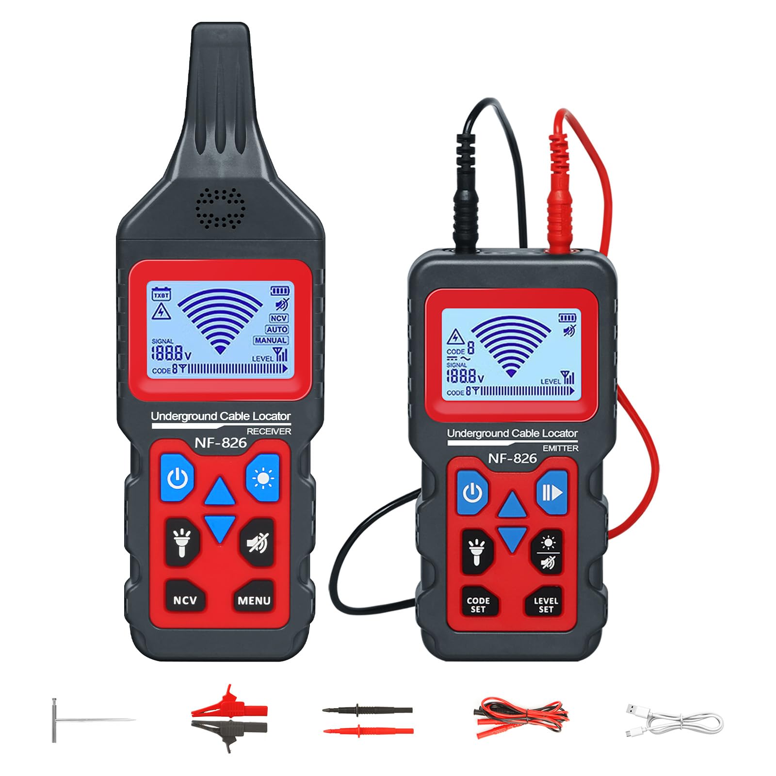 RockyMars NF826 Underground Cable Wire Locator - Professional Cable Tester & Wire Tracker for Dog Fence Cables, Short Circuit Detection, and Wall Wiring - Perfect for Electricians, DIY Home Repairs, and Underground Utility Detection