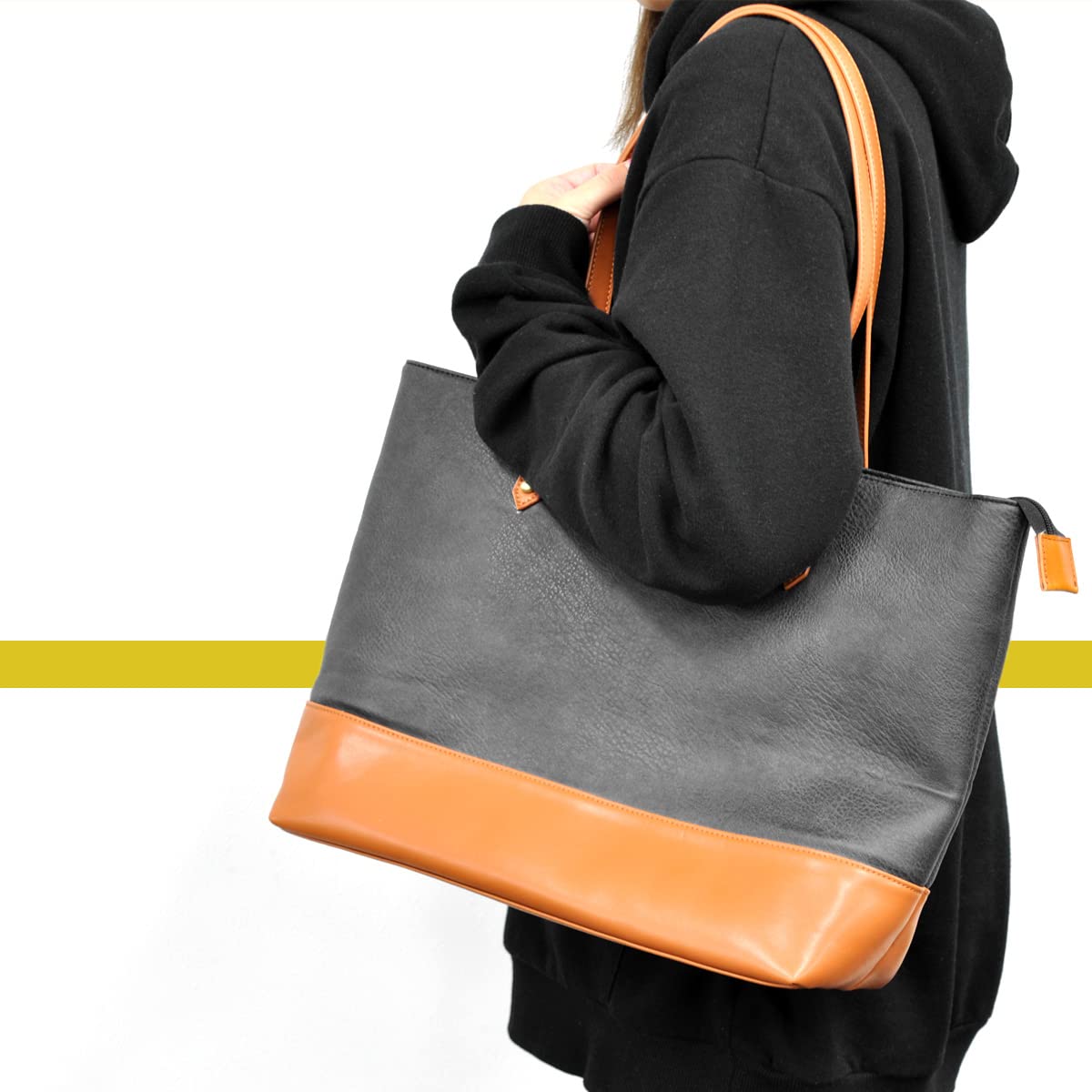 Premium Genuine Leather Tote Bag for Women - Japanese Design - Stylish & Durable Work Bag, Travel Bag & Everyday Purse for Business & Casual Use