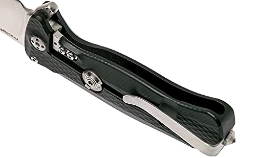 Lion Steel SR22A Sleipner Frame Lock Folding Pocket Knife - Black Aluminum Handle, Satin Blade | IKBS Ball Bearing System | Dual Carry Clip | EDC, Camping, Outdoor Survival Gear