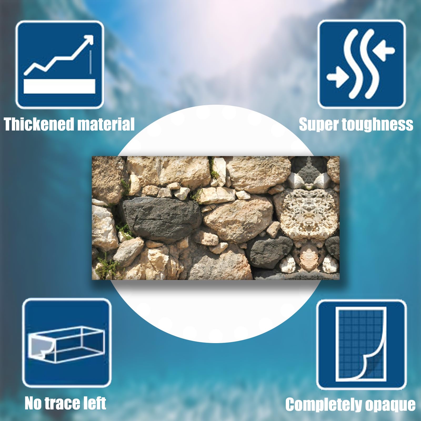 3D Aquarium Background Sticker - Thick Rock Wallpaper for Fish Tanks (32