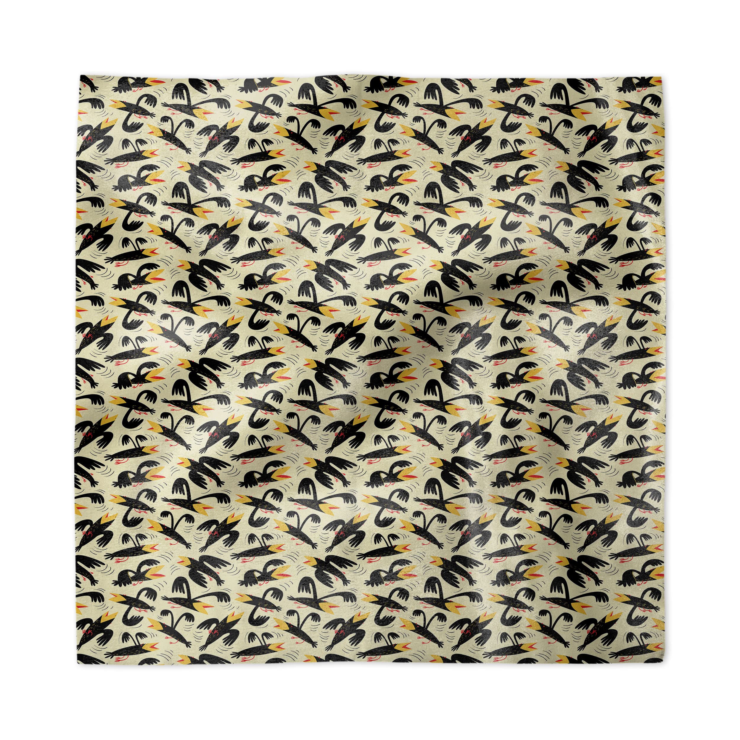 Ambesonne Yellow Bird Decorative Napkins Set of 4 - Funny Cartoon Crown Design - 18x18 Inch Satin Fabric Napkins for Brunch, Dinner, Party & Buffet - Cream & Charcoal Grey - Perfect for Birthday Celebrations, Baby Showers & Tea Parties