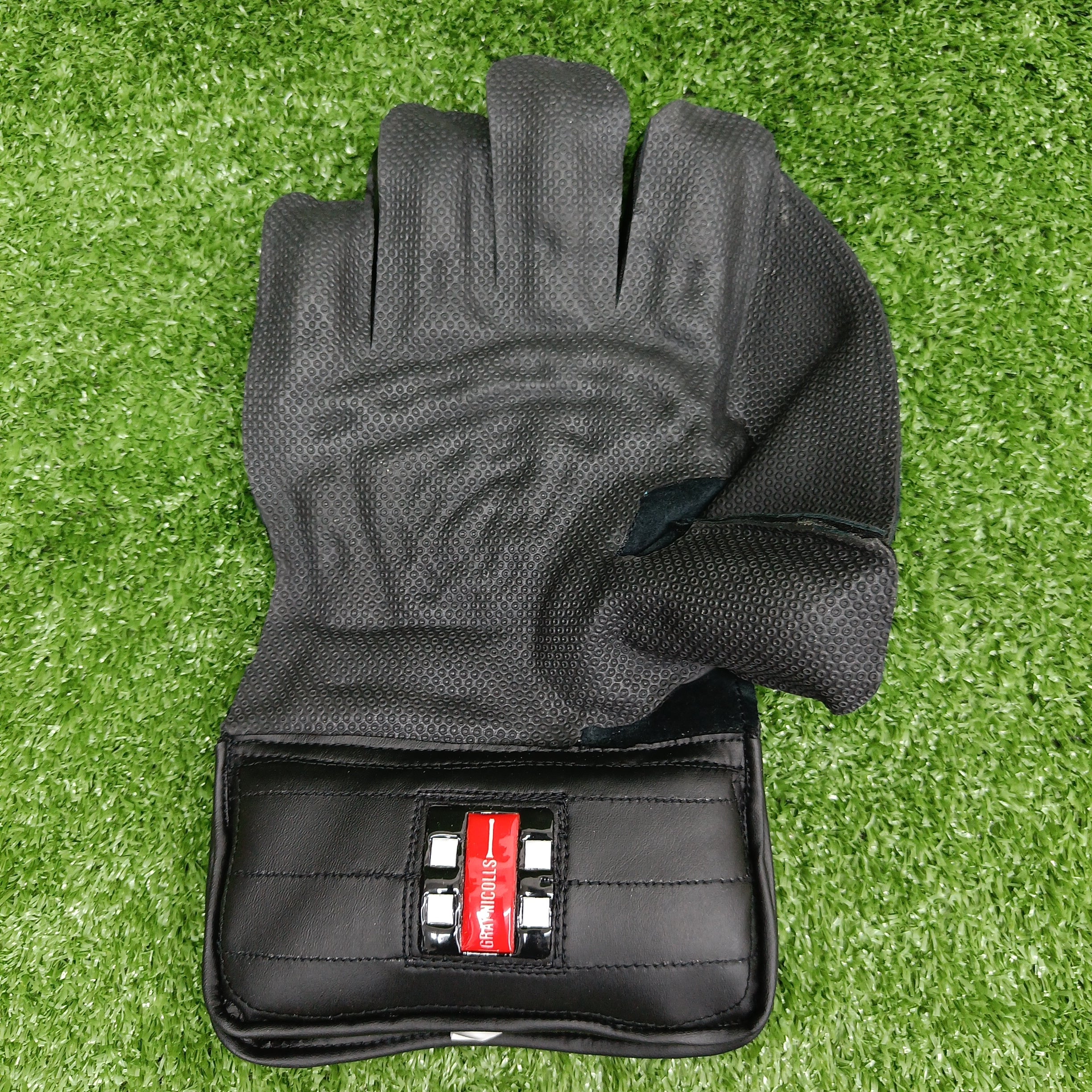 Gray Nicolls Black Limited Edition Adult Cricket Wicket Keeping Gloves - Premium Leather Protection for Wicket Keepers - Perfect for Professional Matches & Training Sessions
