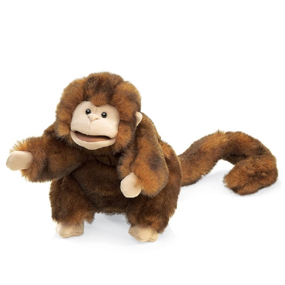 Folkmanis Monkey Hand Puppet - Realistic Plush Animal Puppet for Kids, Storytelling & Interactive Play - Perfect for Classroom, Theater & Imaginative Play