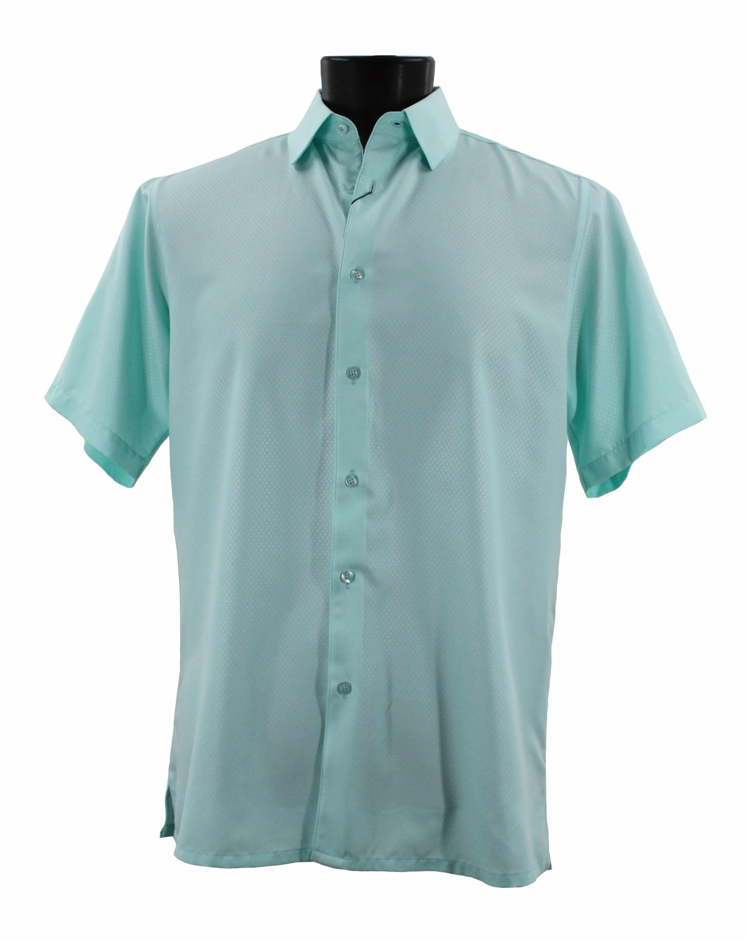Bassiri Men's Short Sleeve Casual Shirt - Breathable Cotton Summer T-Shirt in Sea Green (B2026) | Perfect for Outdoor Activities, Beach Vacations & Everyday Wear