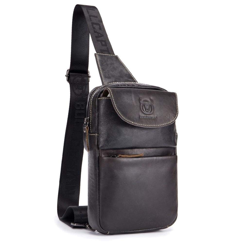 Vintage Genuine Leather Messenger Bag for Men - Retro First Layer Leather Chest Shoulder Bag - Perfect for Travel, Work & Tablet Carrying