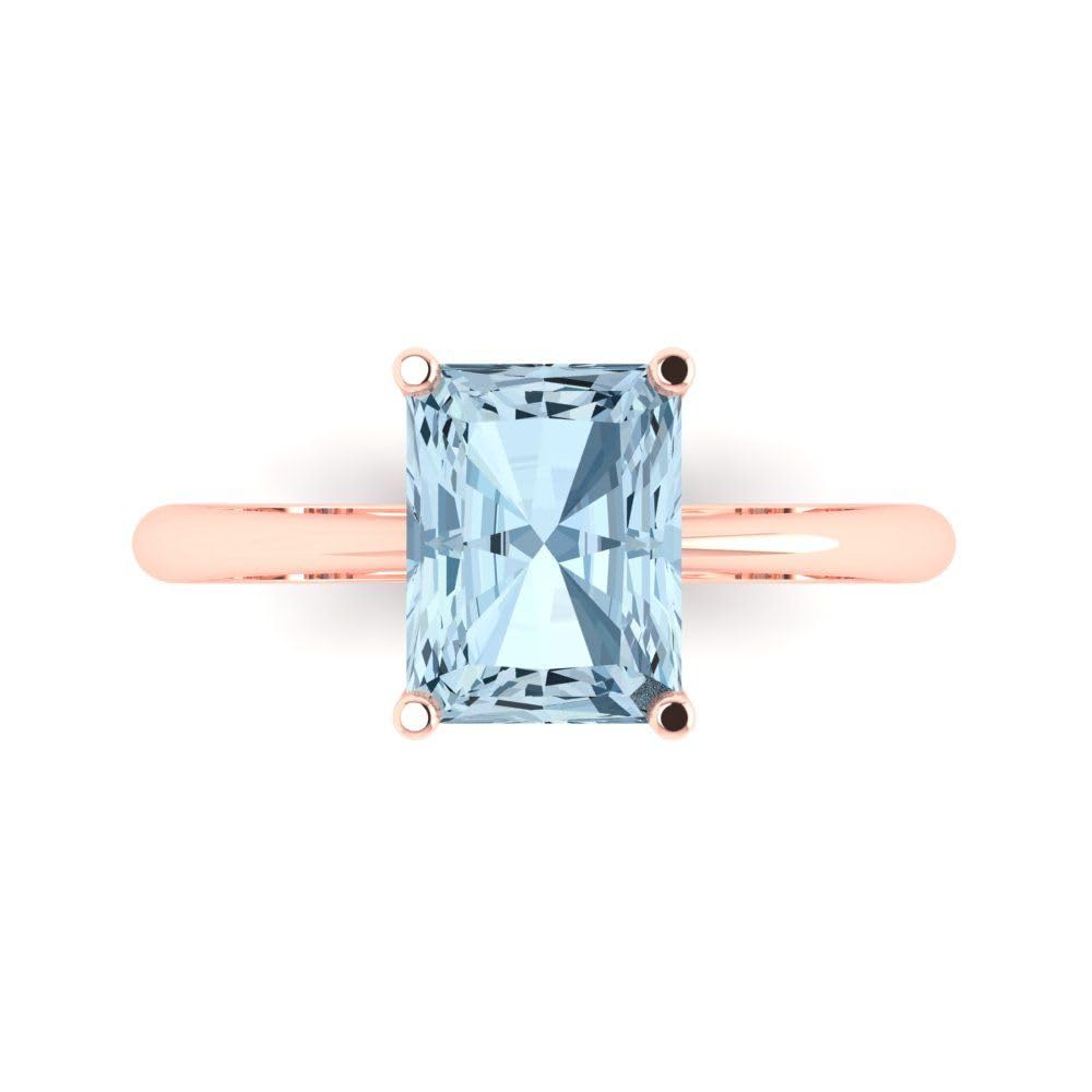 2.5ct Radiant Cut Natural Swiss Blue Topaz Engagement Ring in 14k Rose Gold - Designer Bridal Jewelry for Anniversaries & Proposals | Perfect for Romantic Occasions & Special Celebrations
